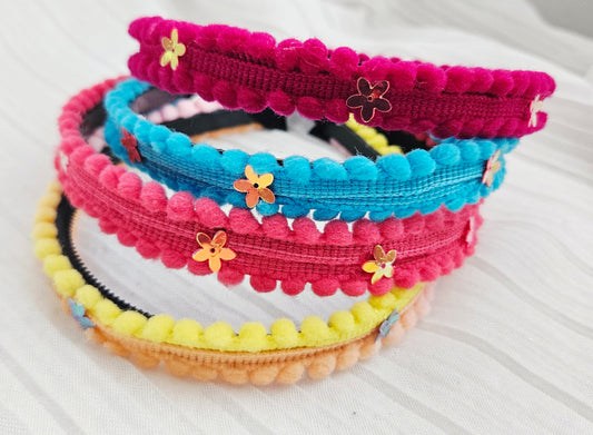 Little pom pom hair bands 4in 1pack